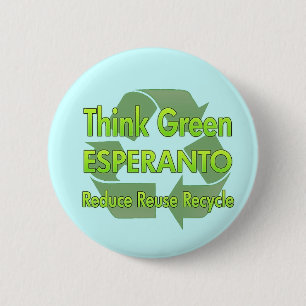 Macaron Rond 5 Cm Pensez l'espéranto vert