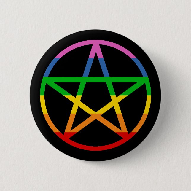 Macaron Rond 5 Cm Pentacle arc-en-ciel (Devant)