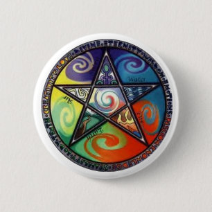 Macaron Rond 5 Cm Pentagone étoilé de Wiccan