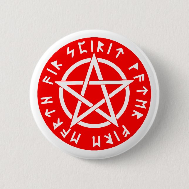 Macaron Rond 5 Cm pentagramme blanc wiccan (Devant)