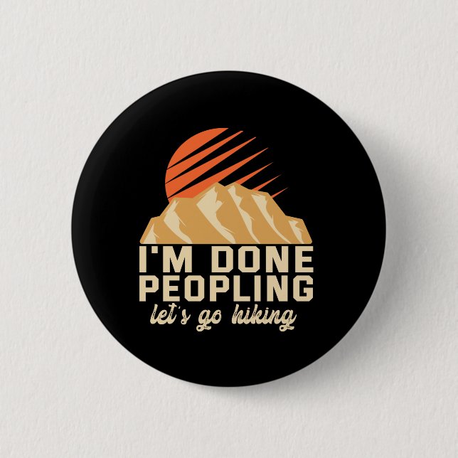 Macaron Rond 5 Cm Peopling Let's Go Hiking Funny Outdoors (Devant)