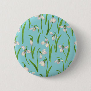 Macaron Rond 5 Cm Perce-neige sur fond bleu piscine