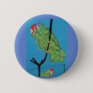 Macaron Rond 5 Cm perceuse de perroquet à couronne rouge