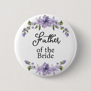 Macaron Rond 5 Cm Père de la Mariée Fleurs Violettes Mariage