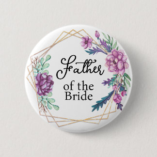 Macaron Rond 5 Cm Père de la Mariée Fleurs Violettes Mariage