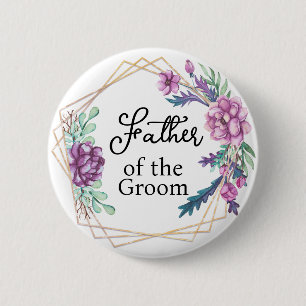 Macaron Rond 5 Cm Père du Marié Fleurs Violettes Mariage