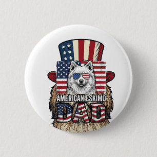Macaron Rond 5 Cm Père Esquimau Américain Patriotique Vintage Chien