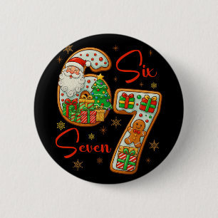 Macaron Rond 5 Cm Père Noël 67 Noël Six Sept Costume Xmas Meme Fille