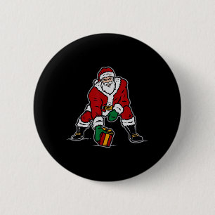 Macaron Rond 5 Cm Père Noël à trois points de stance Amateur de foot