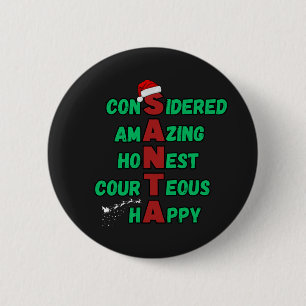 Macaron Rond 5 Cm Père Noël Acrostic Christmas Festive Cheer Mer