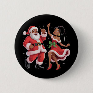 Macaron Rond 5 Cm Père Noël africain Mme Claus dansant Noël américai