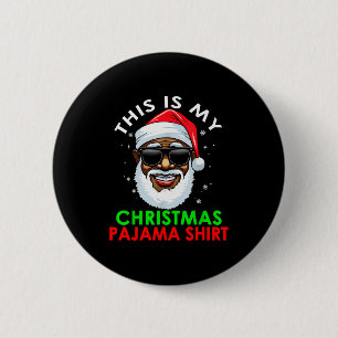 Macaron Rond 5 Cm Père Noël afro-américain Chemise de pyjama de Noël