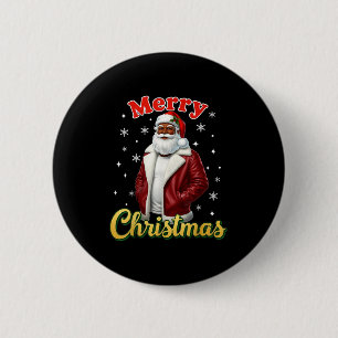 Macaron Rond 5 Cm Père Noël afro-américain Noël Cool Black X-mas