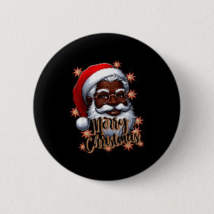 Macaron Rond 5 Cm Père Noël afro-américain Pyjama de Noël Noir X-ma