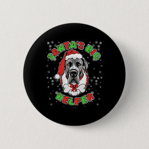 Macaron Rond 5 Cm Père Noël Big Helper Great Dane Amoureux des chien