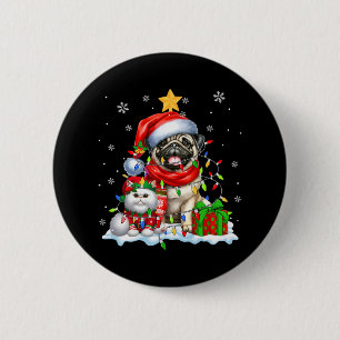 Macaron Rond 5 Cm Père Noël Carlin Avec Elf Chat Feux de Noël Propri