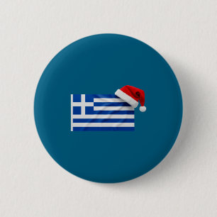 Macaron Rond 5 Cm Père Noël chapeau drapeau grec drôle Grèce Noël va