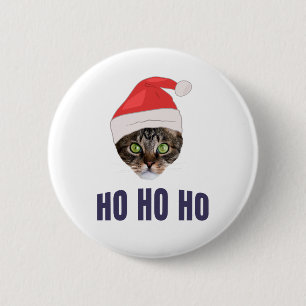 Macaron Rond 5 Cm Père Noël Chat avec Santa hat, Ho Ho ho Squa d'inv