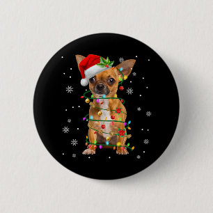 Macaron Rond 5 Cm Père Noël Chihuahua Feux de Noël Joyeux Noël Amour