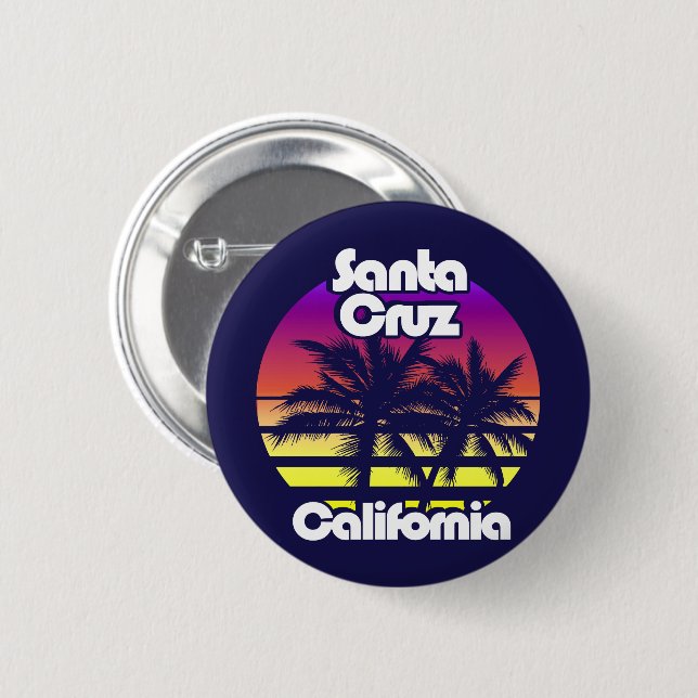 Macaron Rond 5 Cm Père Noël Cruz Californie (Devant & derrière)