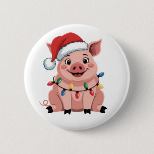 Macaron Rond 5 Cm Père Noël de Noël pour cochon Chapeau de Noël Vaca