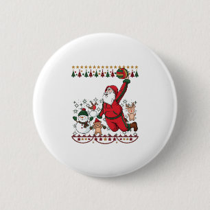 Macaron Rond 5 Cm Père Noël de Noël Volleyball Bonhomme de neige Ren
