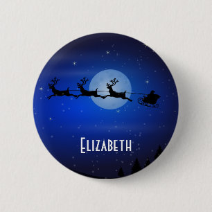 Macaron Rond 5 Cm Père Noël de vol personnalisée