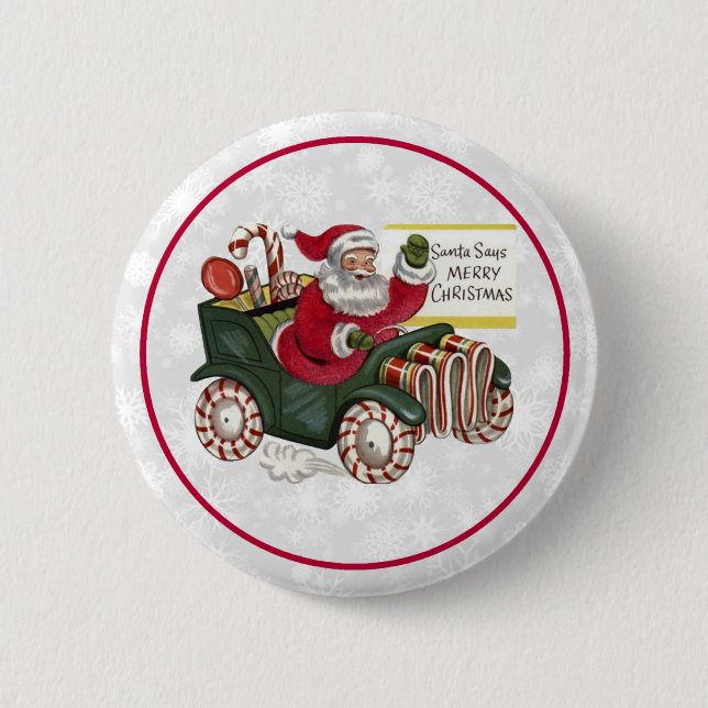 Macaron Rond 5 Cm Père Noël dit Joyeux Noël (Devant)