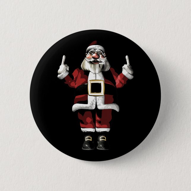 Macaron Rond 5 Cm Père Noël donne le doigt (Devant)