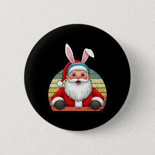 Macaron Rond 5 Cm Père Noël Drôle Avec Des Oreilles De Lapin Pour No