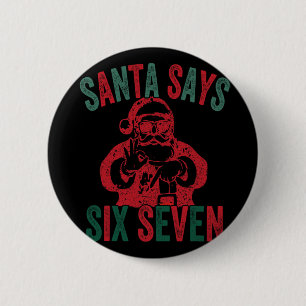 Macaron Rond 5 Cm Père Noël drôle dit six sept Noël 67 Meme Xmas
