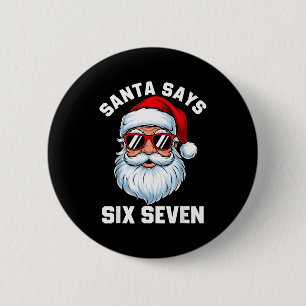 Macaron Rond 5 Cm Père Noël drôle dit six sept Noël 67 Meme Xmas