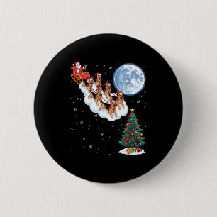 Macaron Rond 5 Cm Père Noël drôle montant un chien berger allemand a