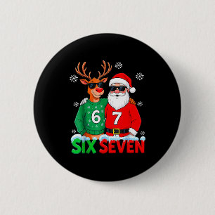 Macaron Rond 5 Cm Père Noël drôle Renne 6 7 Noël Meme Six Sept