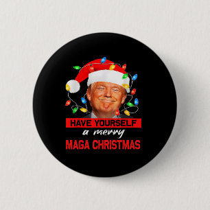 Macaron Rond 5 Cm Père Noël drôle Trump Joyeux Méga Noël Chris
