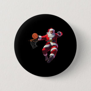 Macaron Rond 5 Cm Père Noël elfe jouant au basket-ball de noël pyjam