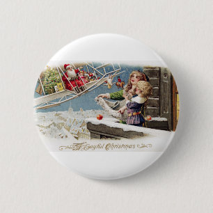 Macaron Rond 5 Cm Père Noël Enfants Noël Vintage