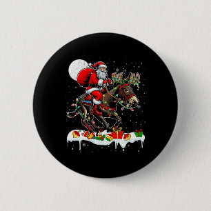 Macaron Rond 5 Cm Père Noël équitation Mule Reindeer Xmas Amoureux d