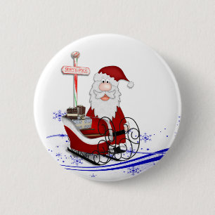 Macaron Rond 5 Cm Père Noël et son Sleigh Christmas