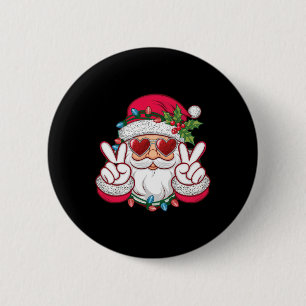 Macaron Rond 5 Cm Père Noël Face Retro Sungles Noël Noël Noël Hommes