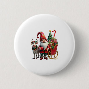 Macaron Rond 5 Cm Père Noël Gnome Lumière de Noël Chevauchant le Tra