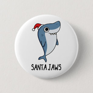 Macaron Rond 5 Cm Père Noël Jaws Funny Shark Christmas Pun