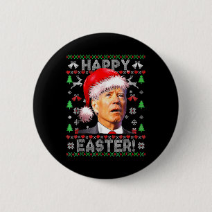 Macaron Rond 5 Cm Père Noël Joe Biden Joyeux Pâques Laid Noël 1