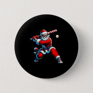 Macaron Rond 5 Cm Père Noël jouant au baseball Hommes Garçons Noël B