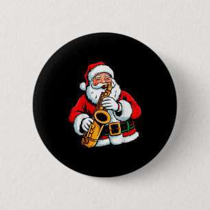 Macaron Rond 5 Cm Père Noël jouant du saxophone Xmas Vibes drôle de