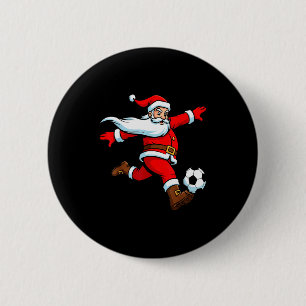 Macaron Rond 5 Cm Père Noël joue au football Noël Sports Femmes Homm