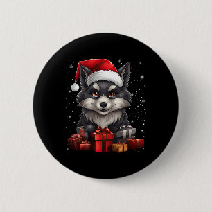 Macaron Rond 5 Cm Père Noël loup chapeau Noël neige Xmas pyjama Pa