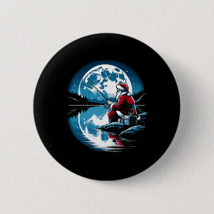 Macaron Rond 5 Cm Père Noël Pêche Noël Noël Noël Pêcheur Fisher Pois
