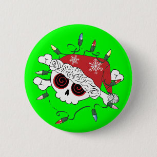 Macaron Rond 5 Cm Père Noël Skull