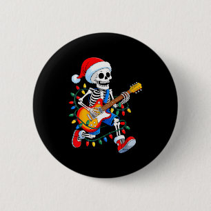 Macaron Rond 5 Cm Père Noël squelette de Noël jouant de la guitare r